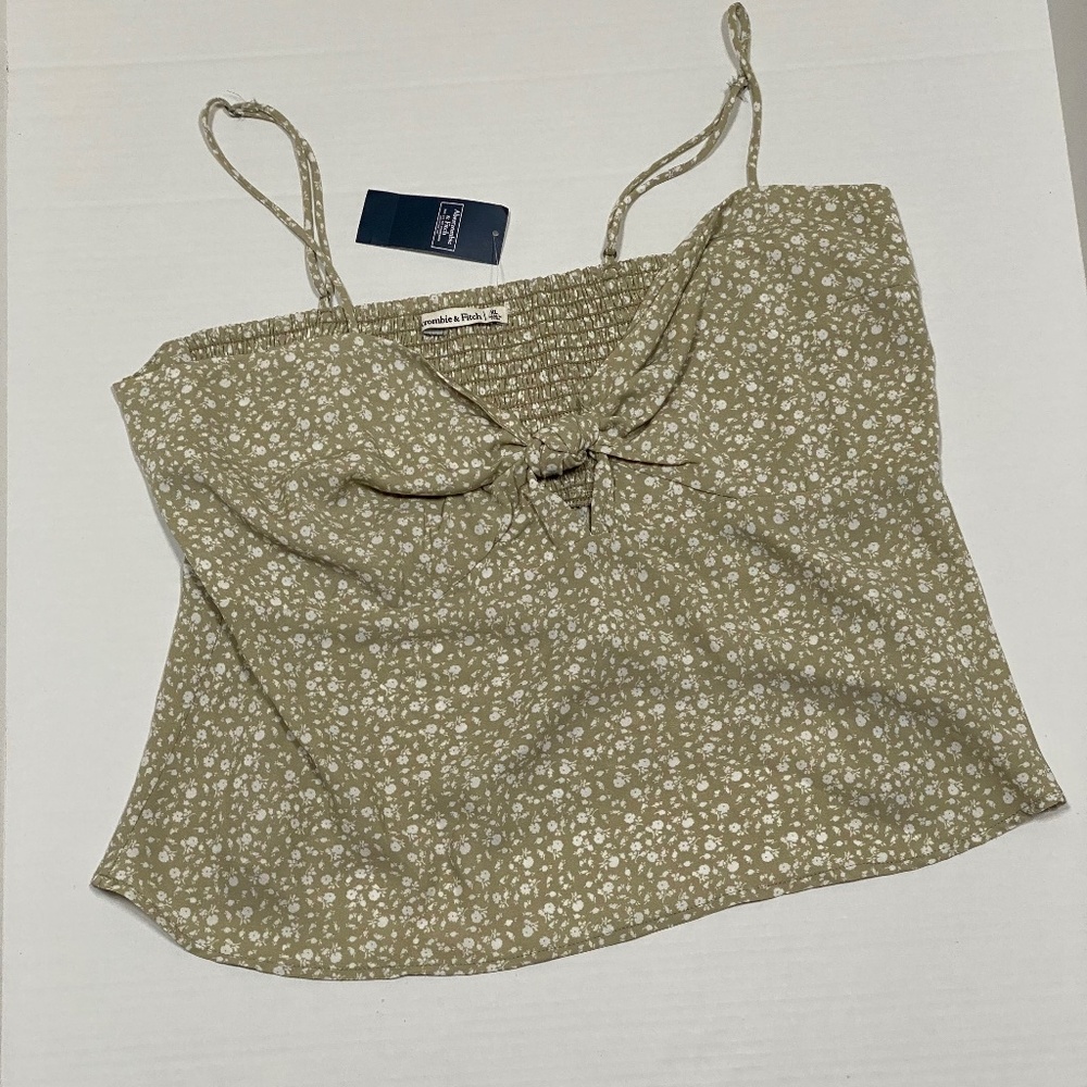 Abercrombie & Fitch NWT XL adjustable spaghetti strap, sage/white top